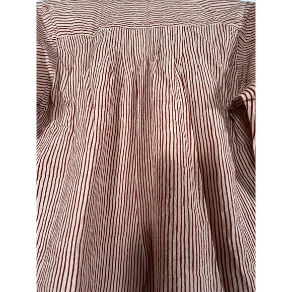 Tancredi & Morgen Women's Long Sleeve Popover Tunic Top Striped Red Hi-Lo Hem - Picture 4 of 8